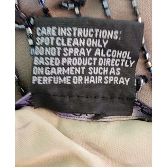 Pisarro Nights Beaded Illusion Evening Gown, Charcoal Gray, Womens Size 10 - Picture 8 of 8